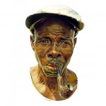 Acrylic Portrait of African Man with Pipe